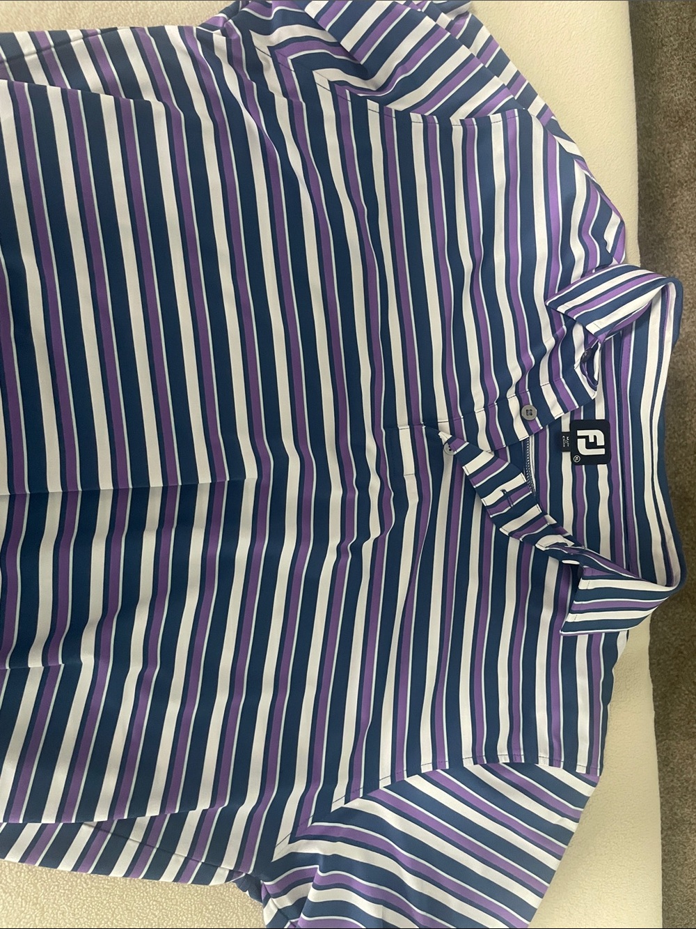 FootJoy Men’s Navy, Purple and White Striped Polo
